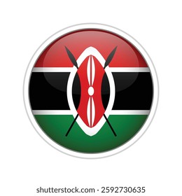 Glossy 3D vector flag of Kenya with modern design