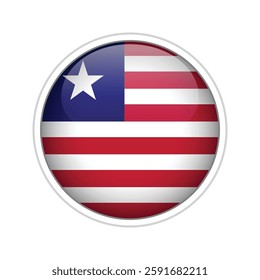 Glossy 3D vector flag of Liberia with realistic details