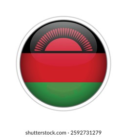 Glossy 3D vector flag of Malawi with modern design