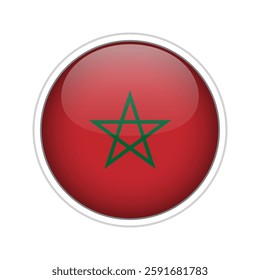 Glossy 3D vector flag of Morocco with realistic details
