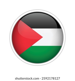 Glossy 3D vector flag of Palestine with realistic details