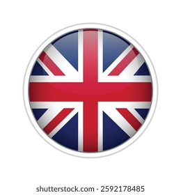 Glossy 3D vector flag of the United Kingdom with realistic details