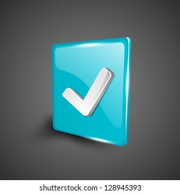Glossy 3D web 2.0 check mark validation symbol icon set. EPS 10.