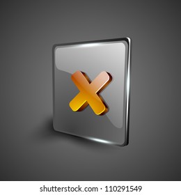 Juego de iconos de símbolo de validación de marca cruzada de la web 2.0 brillante 3D. EPS 10.
