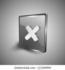 Glossy 3D web 2.0 cross mark validation symbol icon set. EPS 10.
