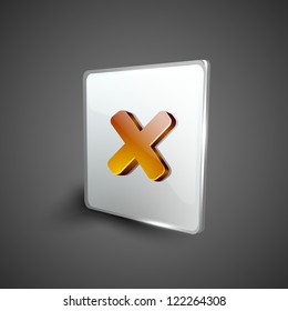 Glossy 3D web 2.0 cross mark validation symbol icon set. EPS 10.