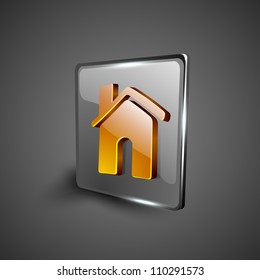Ícone de símbolo de home page ou home page 3D brilhante definido. EPS 10.