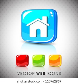 Glossy 3D web 2.0 home or homepage symbol icon set. EPS 10.