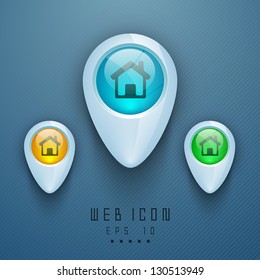 Glossy 3D web 2.0 home or homepage symbol icon set. EPS 10.