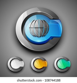 Glossy 3D web 2.0 internet browser symbol icon set. EPS 10.