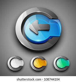 Glossy 3D Web 2.0 linke Pfeil Symbol gesetzt.  EPS10.