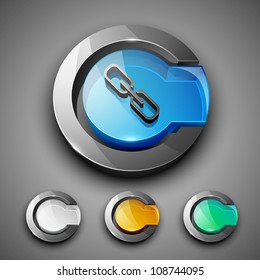 Glossy 3D web 2.0 link or connect symbol icon set. EPS 10.
