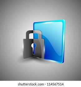 Glossy 3D web 2.0 lock, login or security symbol icon set. EPS 10.