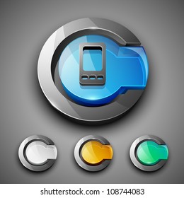 Glossy 3D web 2.0 mobile symbol icon set. EPS 10.
