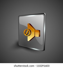 Glossy 3D web 2.0 mute symbol icon set. EPS 10.