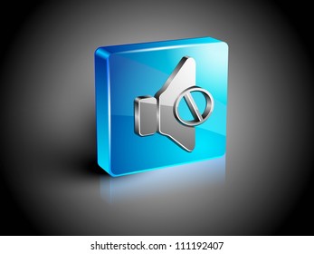 Glossy 3D web 2.0 mute symbol icon set. EPS 10.