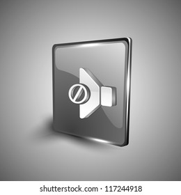Glossy 3D web 2.0 mute symbol icon set. EPS 10.