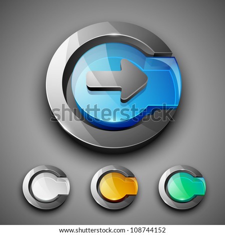 Glossy 3D web 2.0 right arrow symbol icon set. EPS 10.