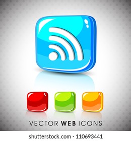 Glossy 3D web 2.0 rss feed symbol icon set. EPS 10.