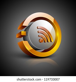 Glossy 3D web 2.0 rss feed symbol icon set. EPS 10