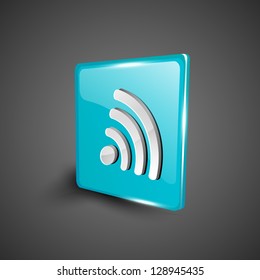 Glossy 3D web 2.0 rss feed símbolo conjunto. EPS 10