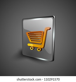 Glossy 3D web 2.0 shopping cart symbol icon set. EPS 10.