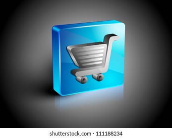 Glossy 3D web 2.0 shopping cart symbol icon set. EPS 10.