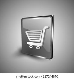 Glossy 3D Web 2.0 Einkaufswagen Symbol-Set. EPS10.