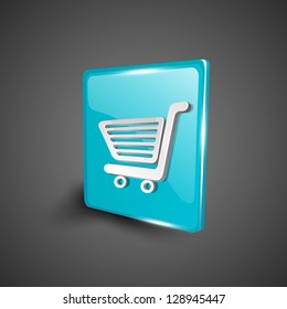 Glossy 3D web 2.0 shopping cart symbol icon set. EPS 10.
