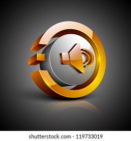Glossy 3D web 2.0 sound symbol icon set. EPS 10.