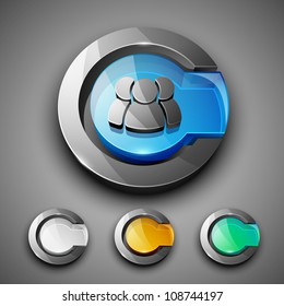 Glossy 3D web 2.0 web users symbol icon set. EPS 10.
