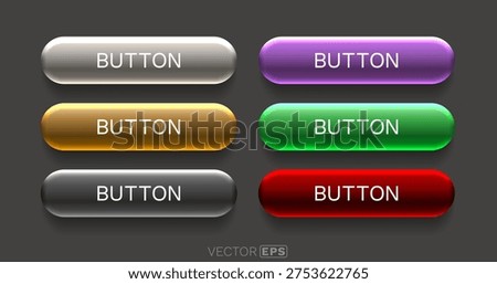 Glossy 3D web buttons in a variety of colors, ideal for modern user interface and web design. Vector illustration
