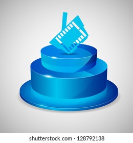 Glossy 3D web shopping cart button. Vector