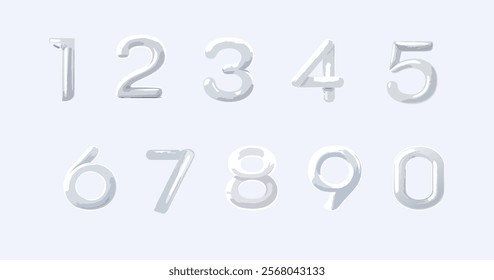 Glossy 3D-style numbers from 0 to 9  
