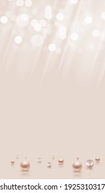Glossy abstract background with realistic pearls anf light. Vector Illustration EPS10