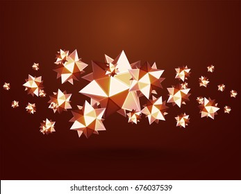 Glossy abstract low poly or polygonal shapes or elements design.