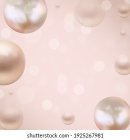 Glossy abstract natural background with realistic pearls. Vector Illustration EPS10