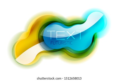Glossy abstract shape, multicolored transparent glass stone. Vector web box frame for your message