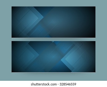 Glossy Abstract website header or banner set in blue color.