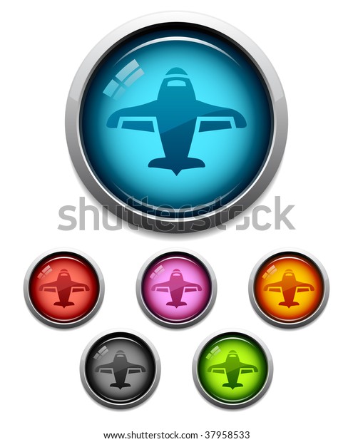 Glossy Airplane Button Icon Set 6 Stock Vector (Royalty Free) 37958533 ...