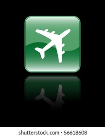 Glossy Airplane Sign Icon