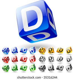 Glossy alphabet on a cubes. Letter  d