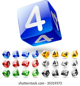 Glossy alphabet on a cubes. Number 4