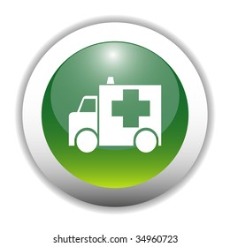 Glossy Ambulance Sign Button