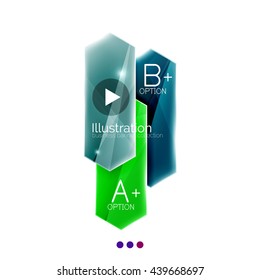Glossy arrow business infographic templates. Vector colorful stripes with options and button