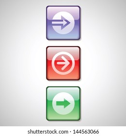Glossy arrow buttons icons vector set