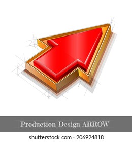 glossy arrow concept sketch prduct? design on white