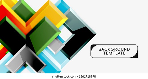 Glossy arrows geometric background, vector techno or business design template