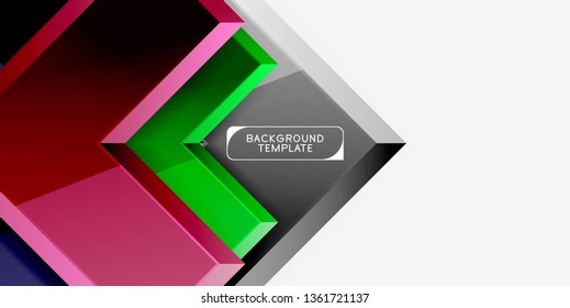 Glossy arrows geometric background, vector techno or business design template