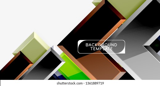 Glossy arrows geometric background, vector techno or business design template